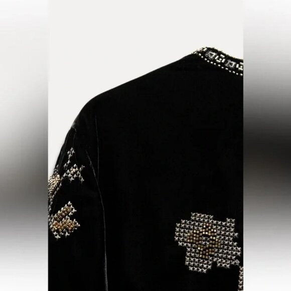 ZARA EMBROIDERED VELVET JACKET ZW COLLECTION - Picture 5 of 6